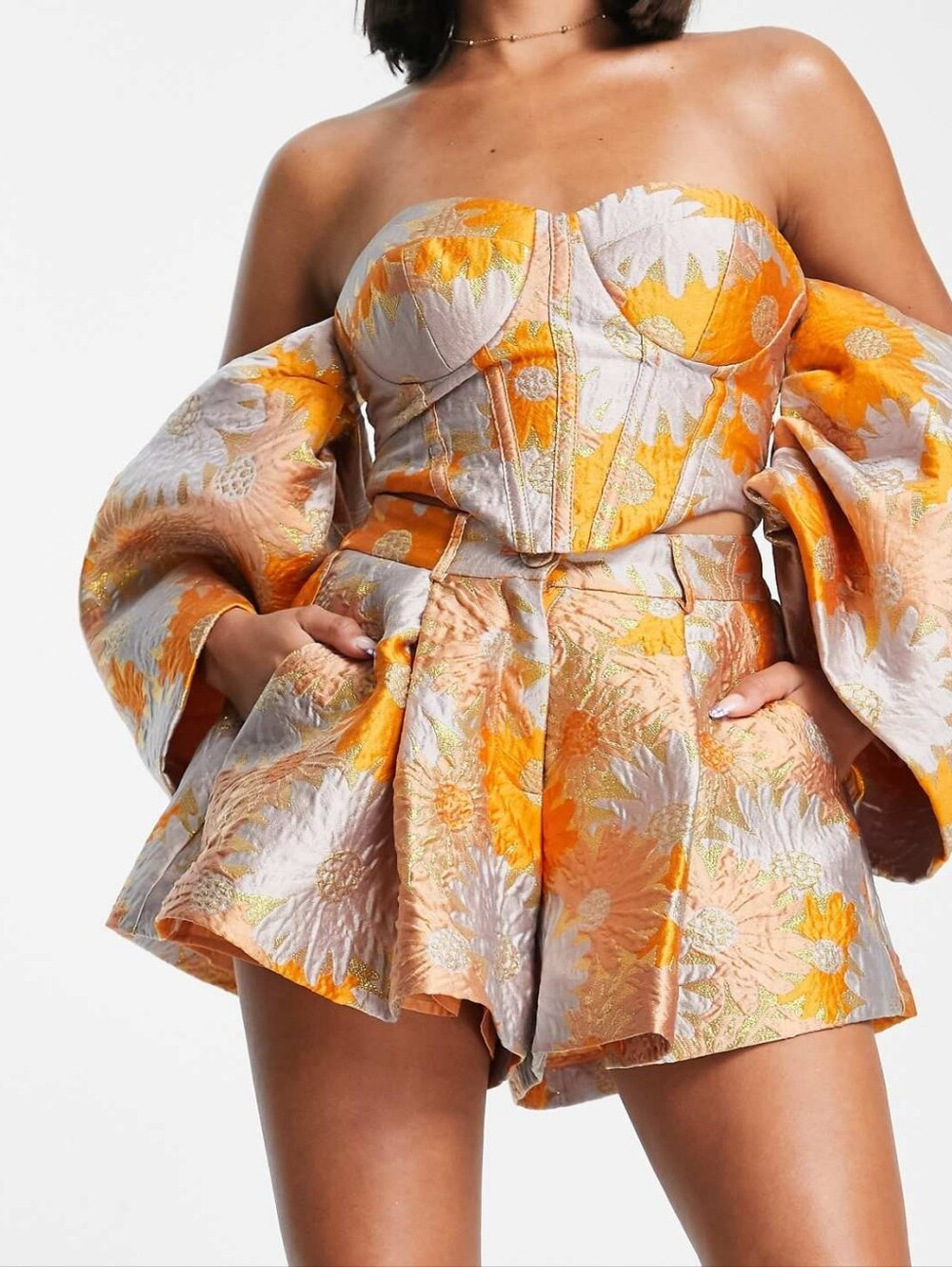 ASOS Luxe - Orange Floral Jacquard Women’s Shorts